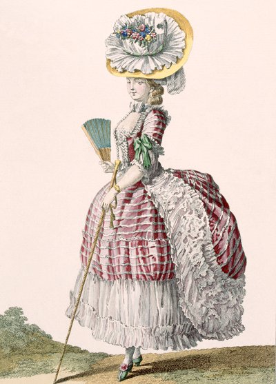 Dame in einem Kleid im Polonaise-Stil, graviert von Dupin, Platte Nr. 82 aus 